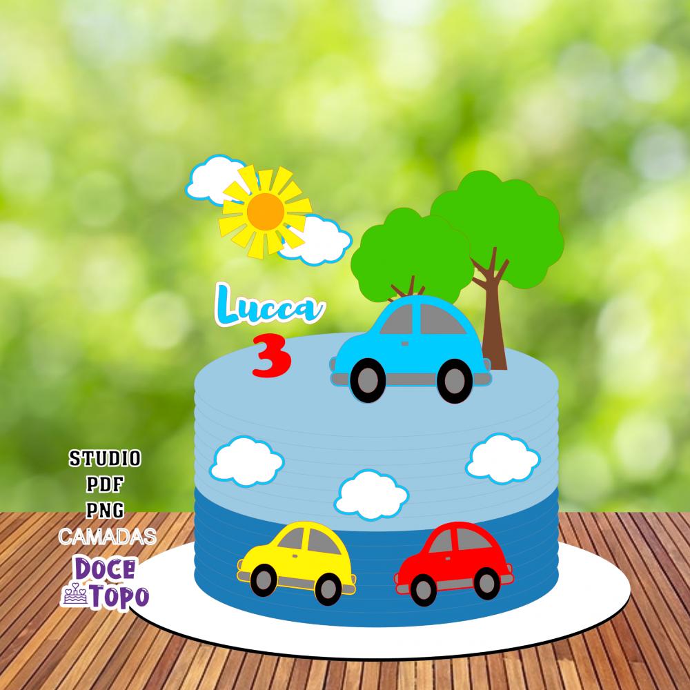 Topo de Bolo Carrinhos 01 Studio/PDF/PNG