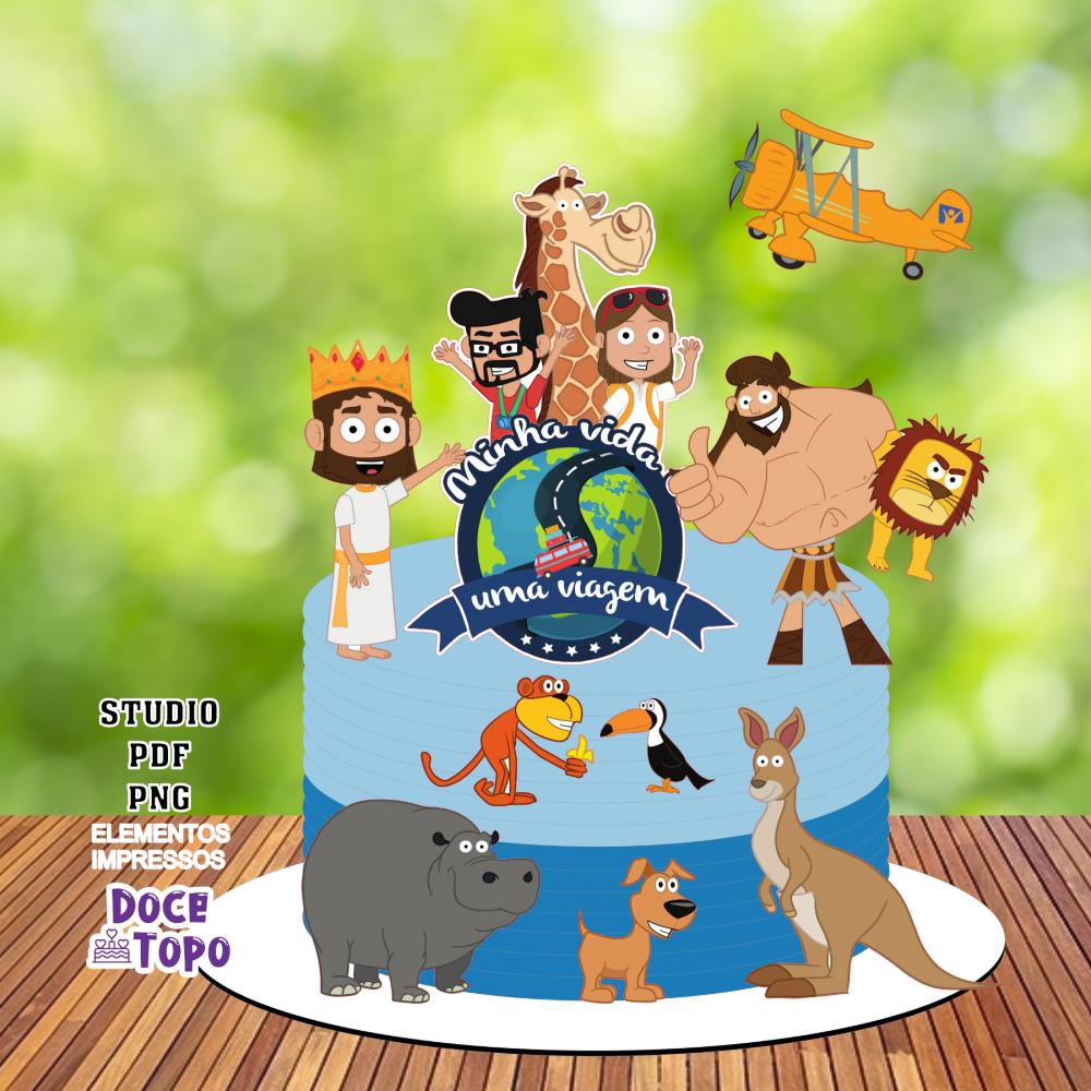 Topo de Bolo Minha Vida é uma Viagem 01 - Studio/PDF/PNG