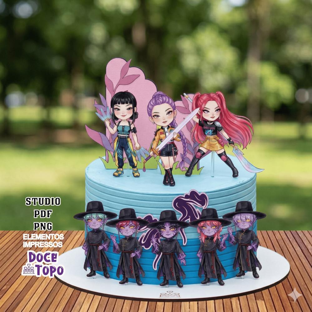 Topo de Bolo Guerreiras do K-Pop 10 Studio/PDF/PNG