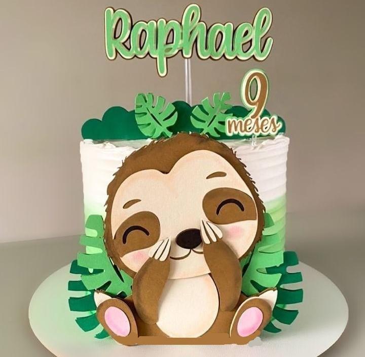 Topo de Bolo Bicho Preguiça 07 Somente Studio