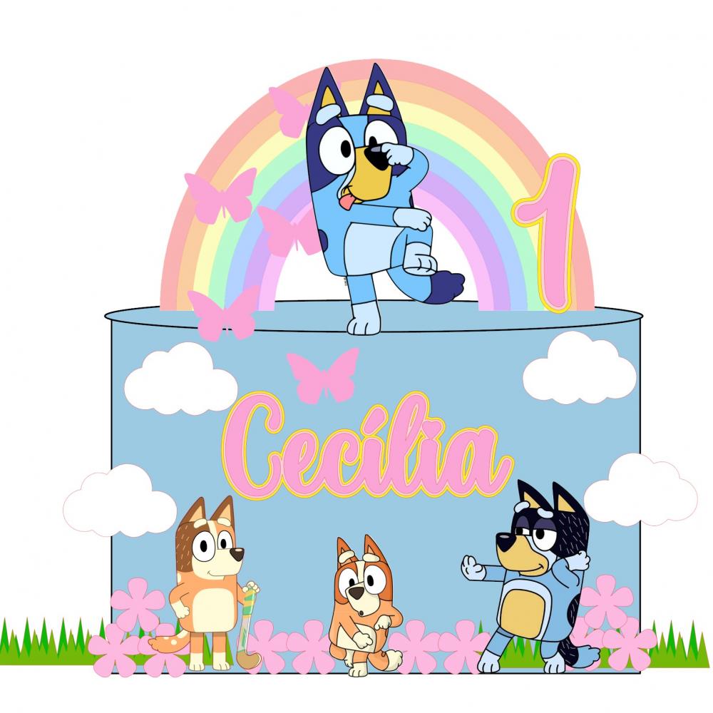 Topo de Bolo Bluey e Bingo 03 Somente Studio