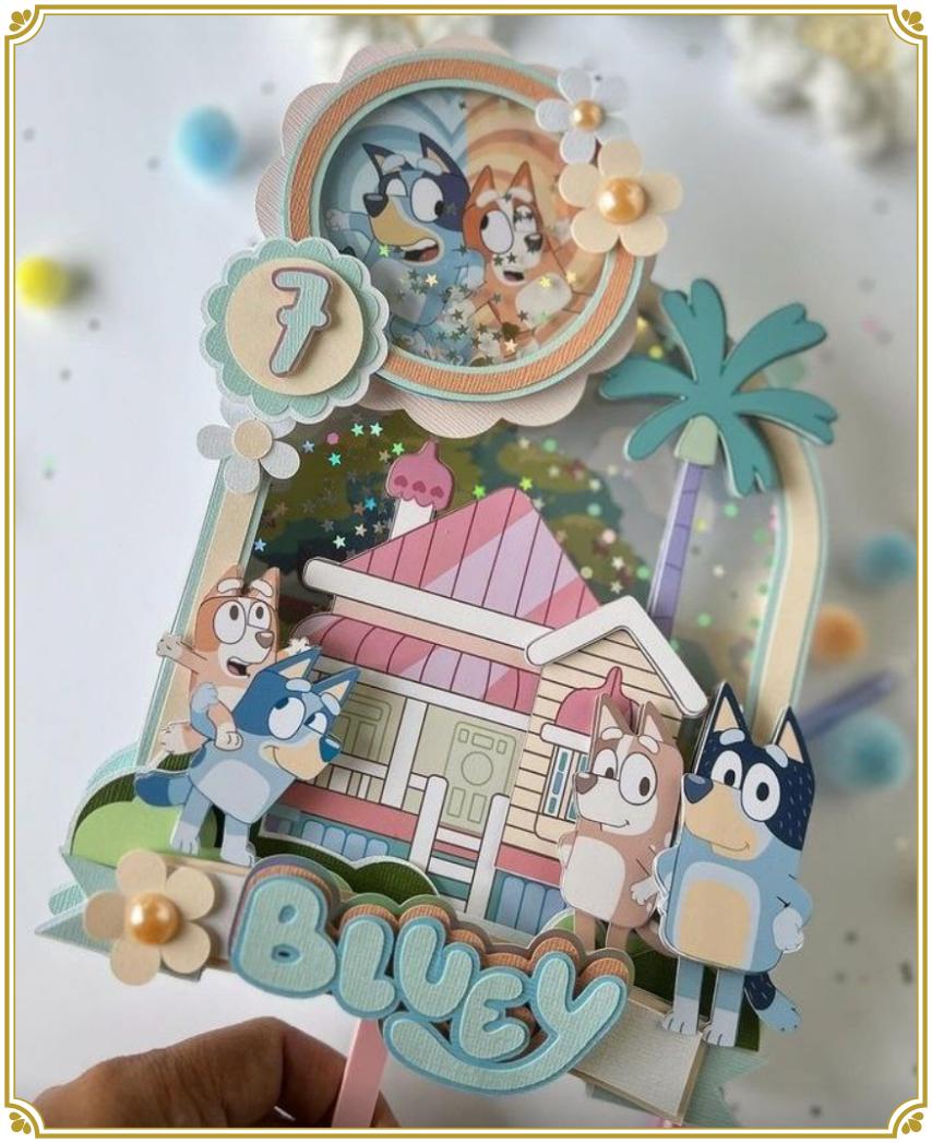 Topo de Bolo Bluey e Bingo 06 Somente Studio