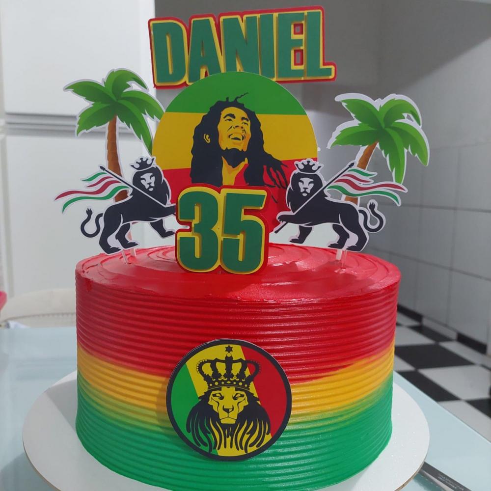 Topo de Bolo Bob Marley 01 Somente Studio