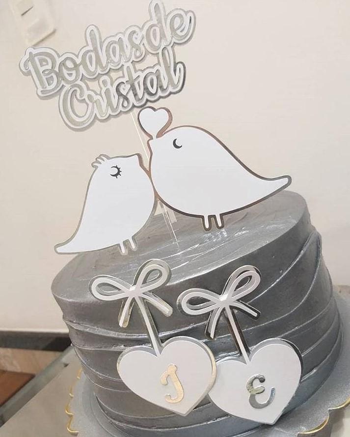 Topo de Bolo Bodas de Cristal 01 Somente Studio