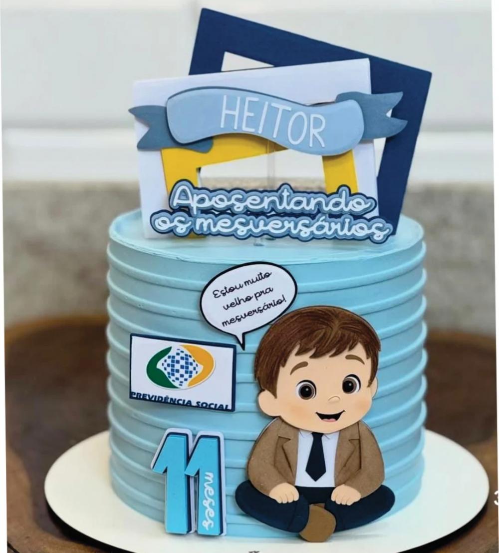 Topo de Bolo Aposentadoria de Mesversários Studio/PDF/PNG