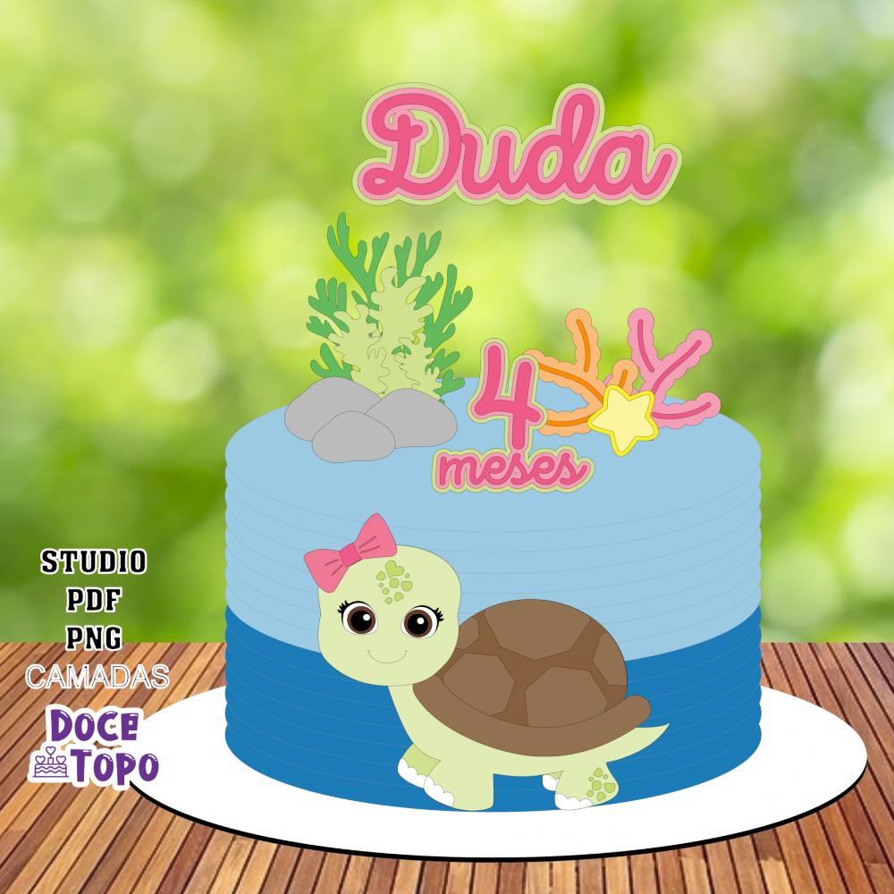 Topo de Bolo Tartaruga 01 Studio/PDF/PNG