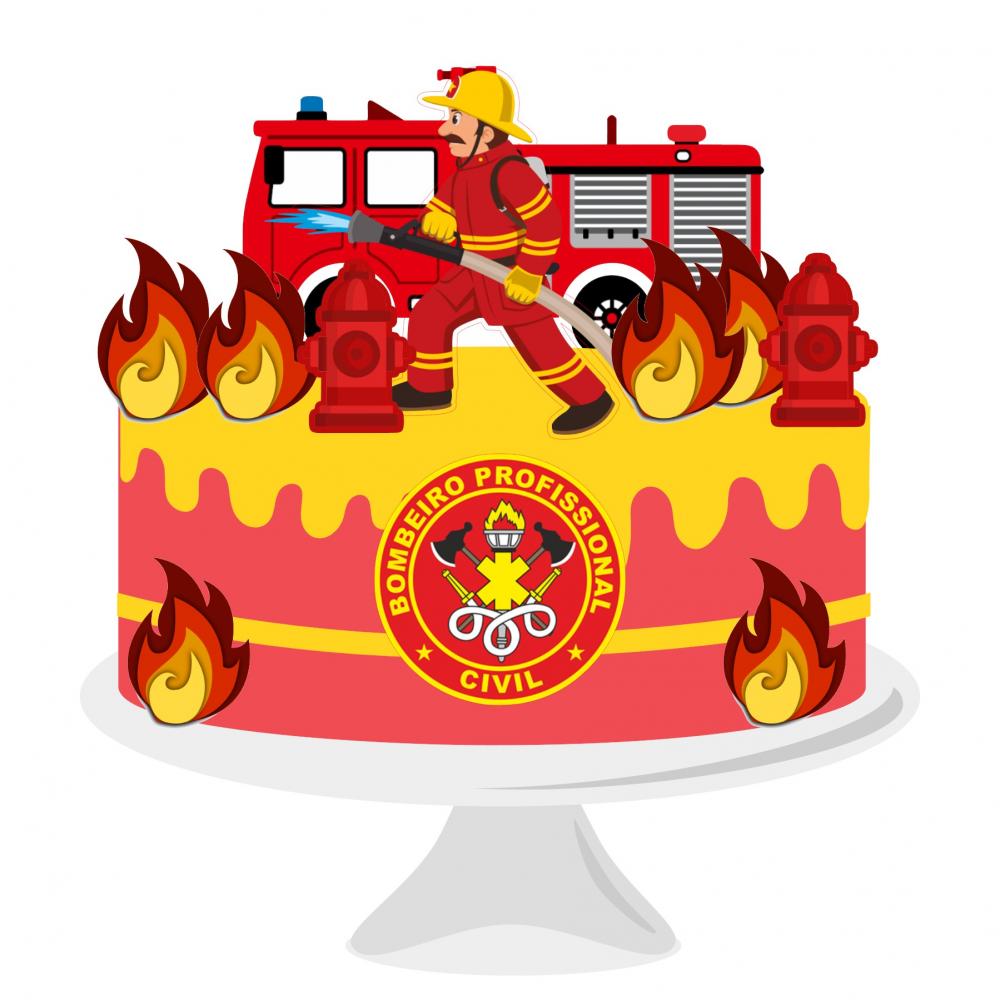 Topo de Bolo Bombeiro 11 Somente Studio