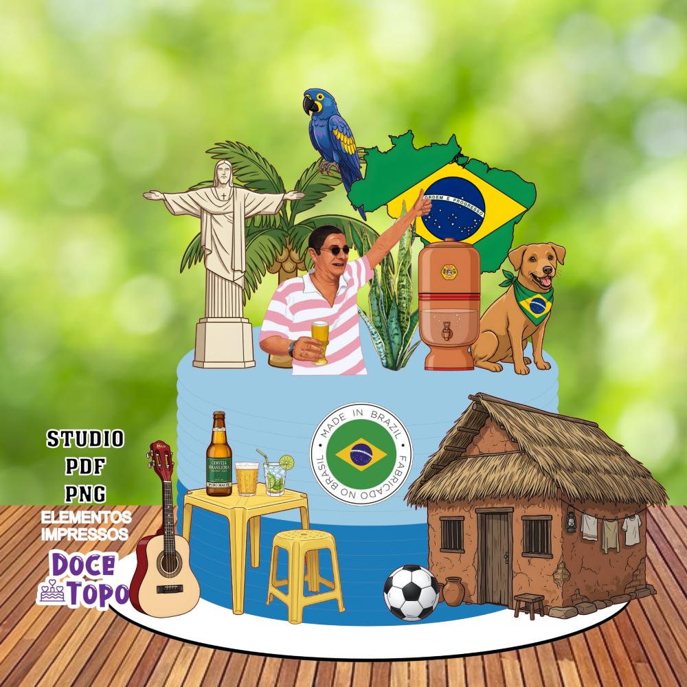 Topo de Bolo Brasilidades 01 Studio/PDF/PNG