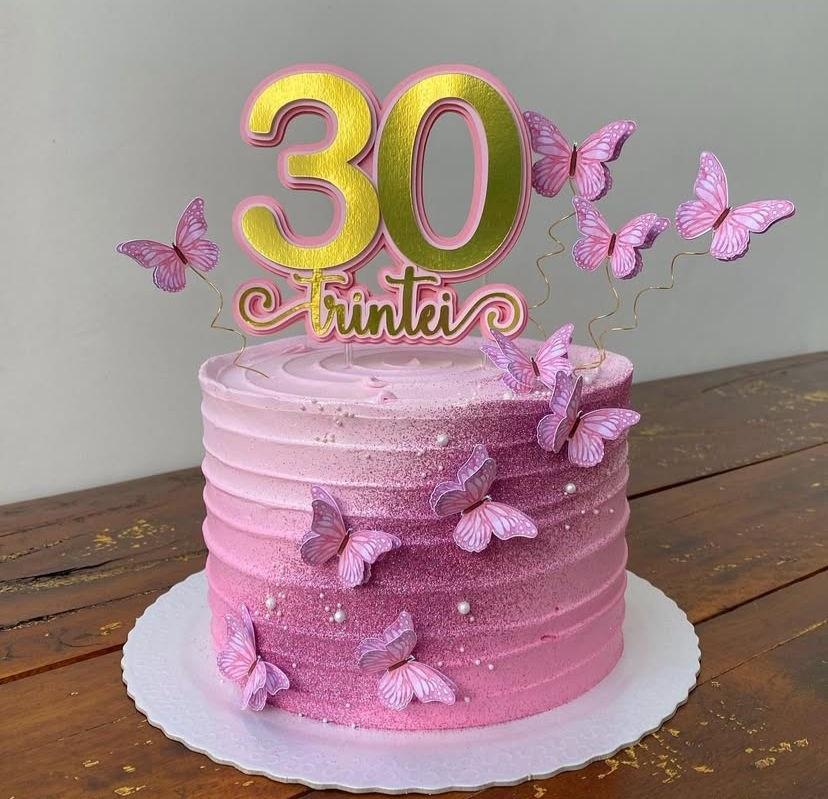 Topo de Bolo Borboletas 25 Somente Studio