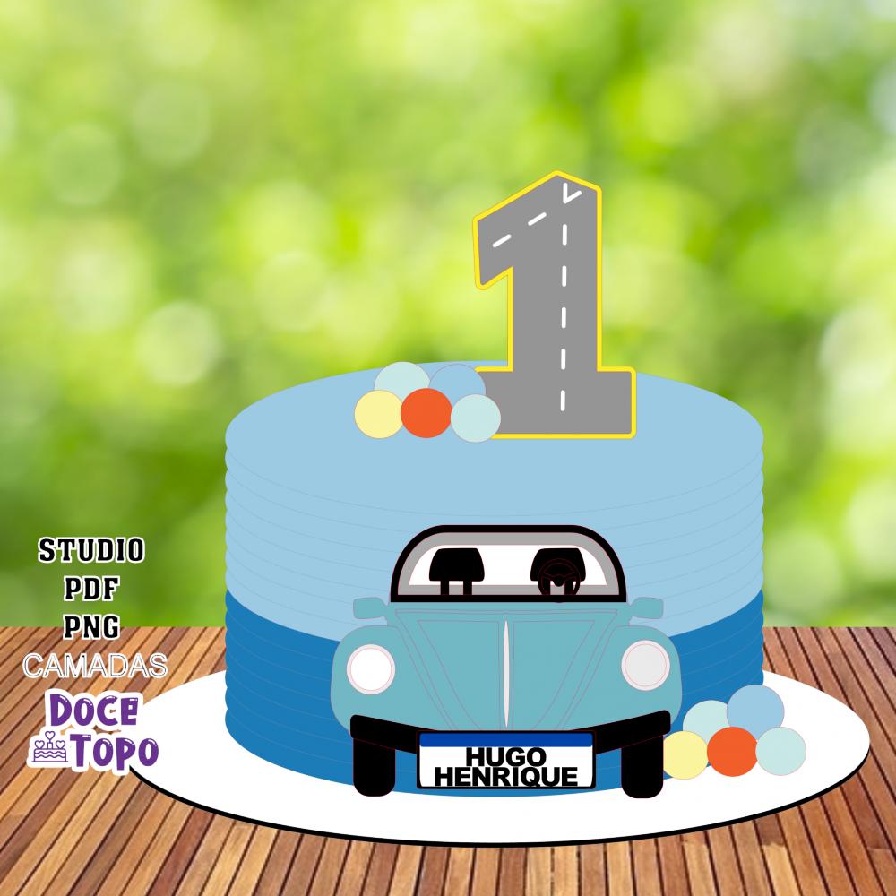Topo de Bolo Carro Fusca 01 Studio/PDF/PNG