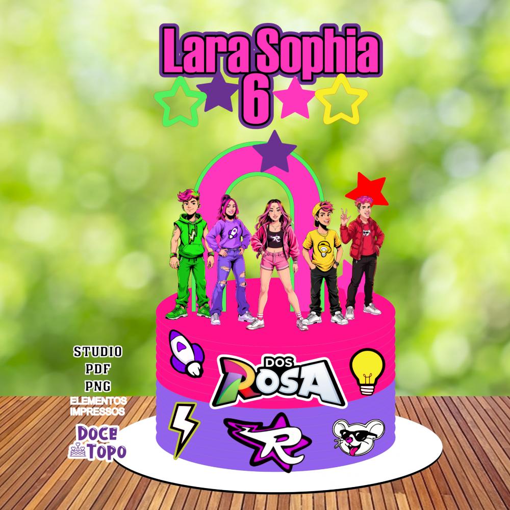 Topo de Bolo Emilly Vick - Dos Rosa 08 Studio/PDF/PNG
