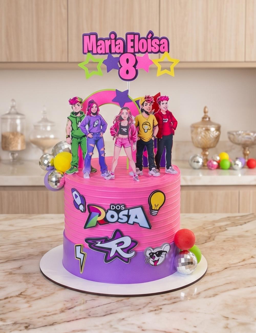 Topo de Bolo Emilly Vick - Dos Rosa 08 Studio/PDF/PNG
