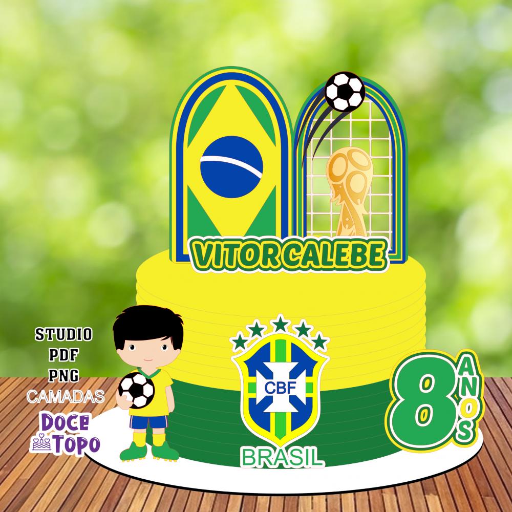 Topo de Bolo Futebol Copa - Brasil 47 Studio/PDF/PNG
