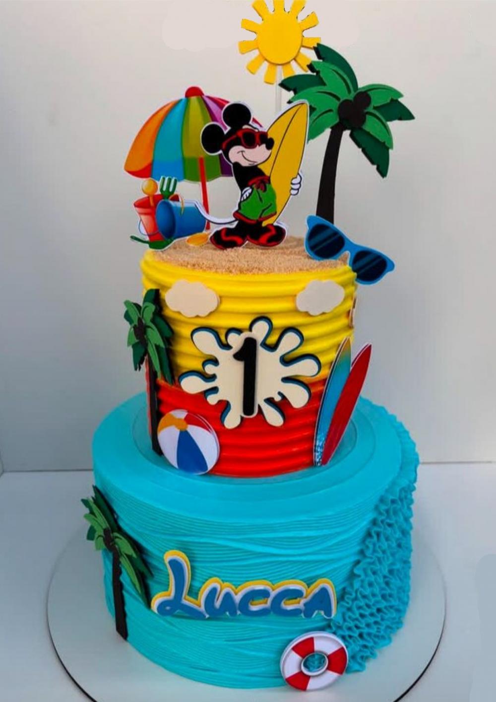 Topo de Bolo Mickey Pool Party 01 Studio/PDF/PNG