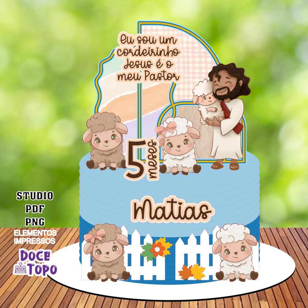 Topo de Bolo Cristão - Cordeirinho 01 Studio/PDF/PNG