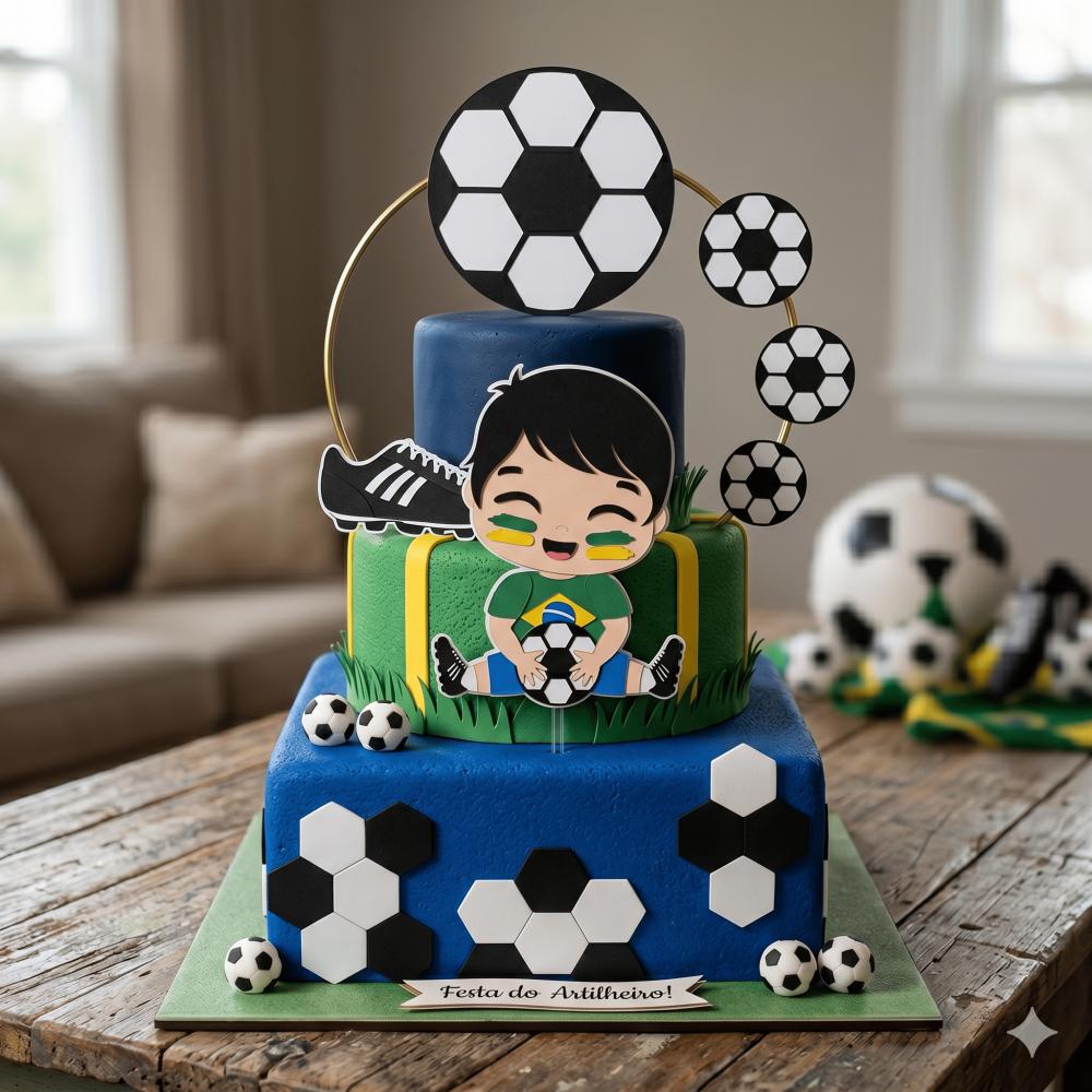 Topo de Bolo Futebol Copa - Brasil 06 Somente Studio