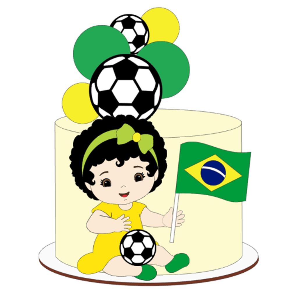 Topo de Bolo Futebol Copa - Brasil 13 Somente Studio