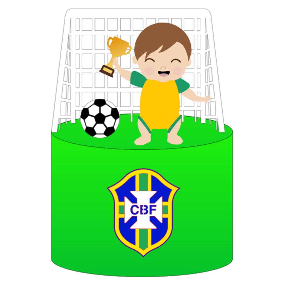 Topo de Bolo Futebol Copa - Brasil 20 Somente Studio