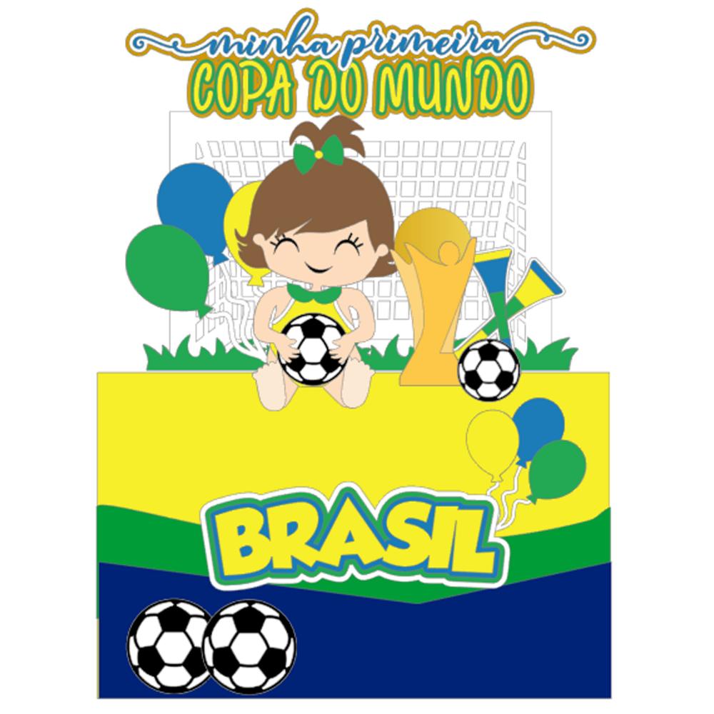 Topo de Bolo Futebol Copa - Brasil 22 Somente Studio