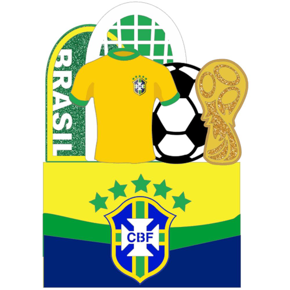 Topo de Bolo Futebol Copa - Brasil 24 Somente Studio