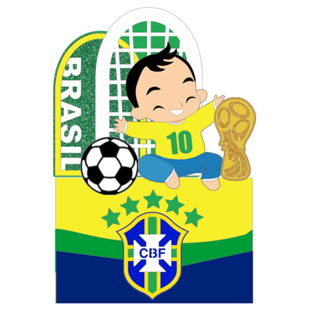 Topo de Bolo Futebol Copa - Brasil 25 Somente Studio