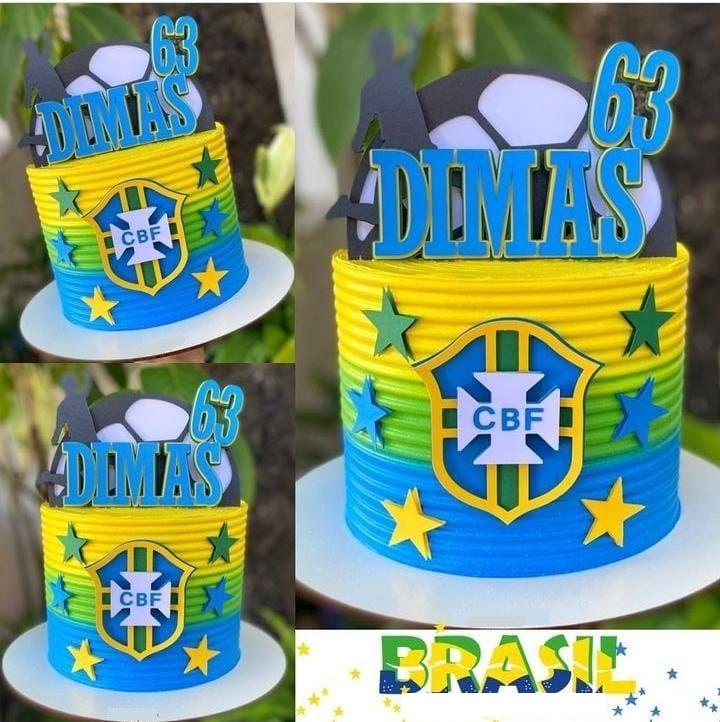Topo de Bolo Futebol Copa - Brasil 31 Somente Studio