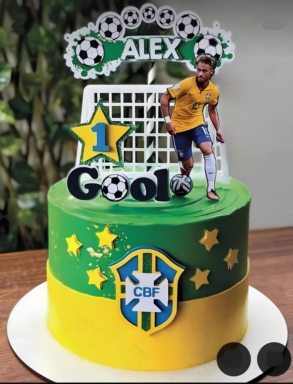Topo de Bolo Futebol - Brasil 37 Neymar Copa Somente Studio