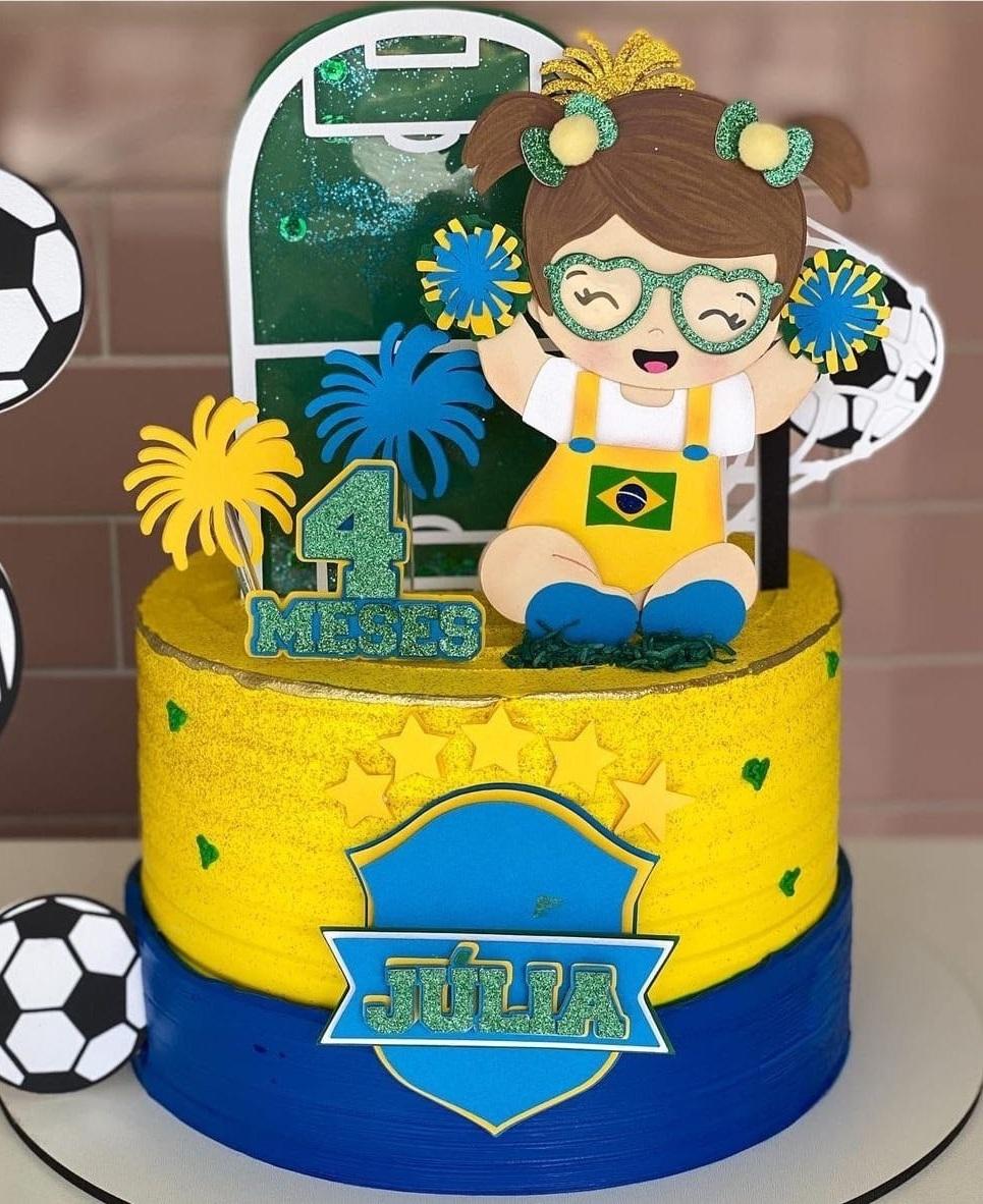 Topo de Bolo Futebol Copa - Brasil 40 Somente Studio