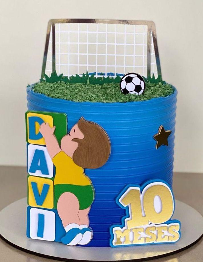 Topo de Bolo Futebol - Brasil 44 Baby Copa Somente Studio
