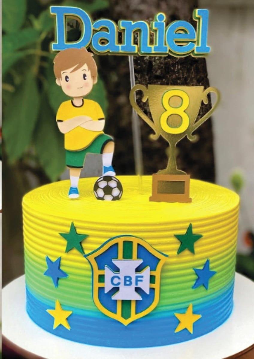 Topo de Bolo Futebol - Brasil 49 Copa Somente Studio
