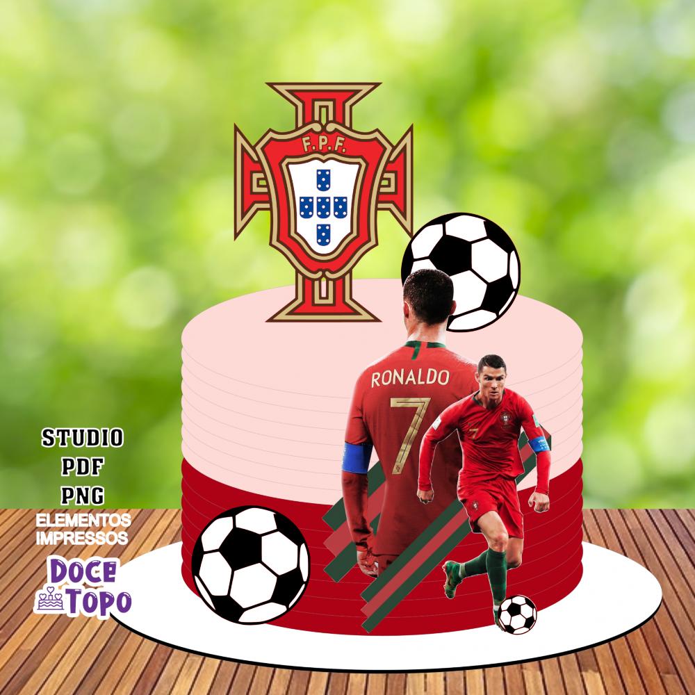 Topo de Bolo CR7 Portugal 02 Studio/PDF/PNG