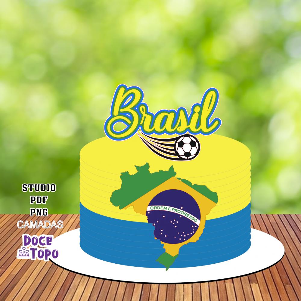 Topo de Bolo Futebol - Brasil 50 Copa Studio/PDF/PNG