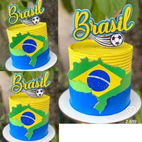 Topo de Bolo Futebol - Brasil 50 Copa Studio/PDF/PNG