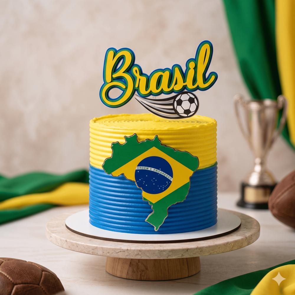 Topo de Bolo Futebol - Brasil 50 Copa Studio/PDF/PNG