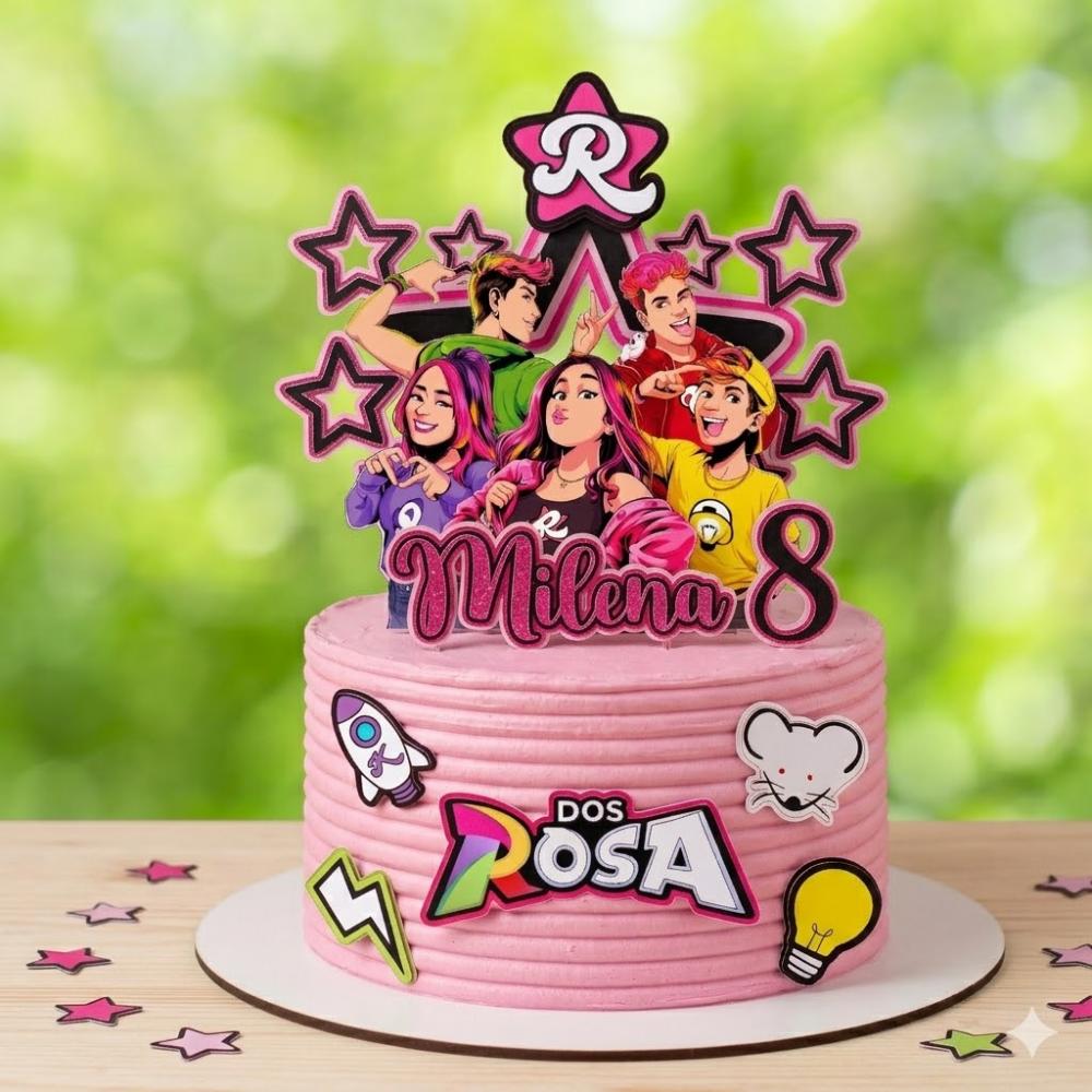 Topo de Bolo Emilly Vick 10 Dos Rosa Studio/PDF/PNG