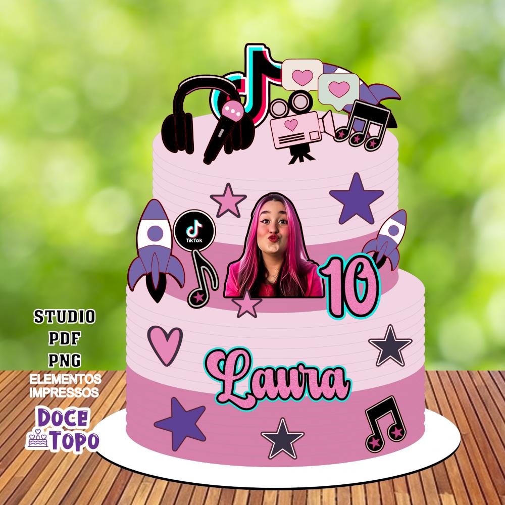 Topo de Bolo Emilly Vick 13 - Dos Rosa Studio/PDF/PNG