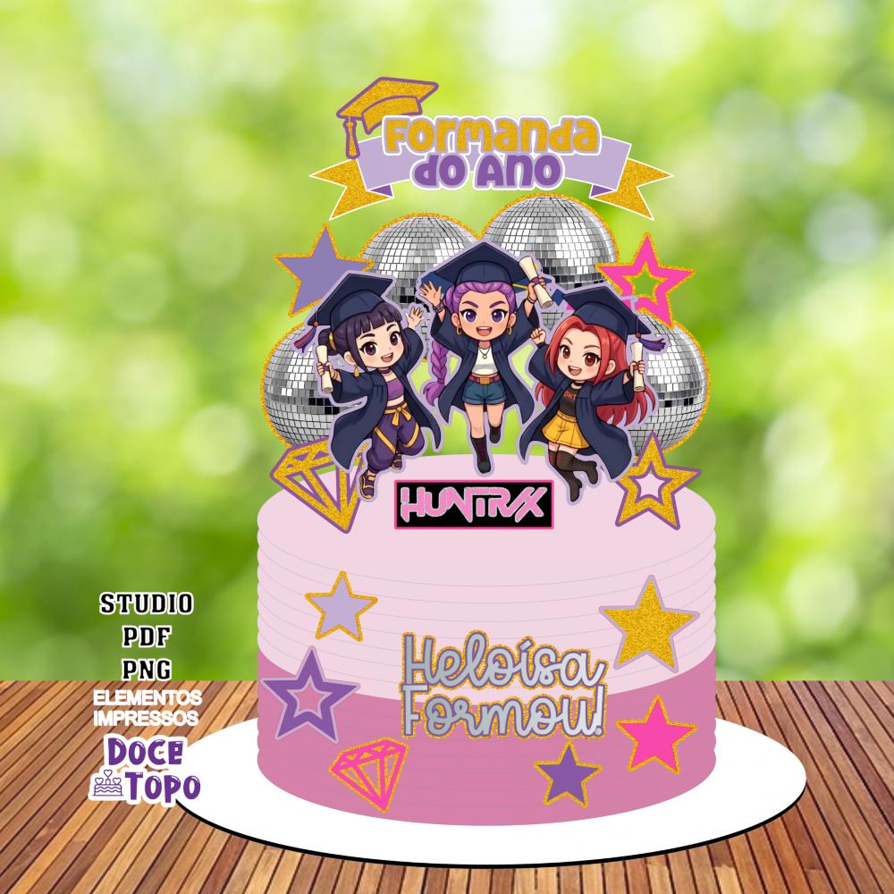 Topo de Bolo Guerreiras do K-Pop - Formatura Studio/PDF/PNG