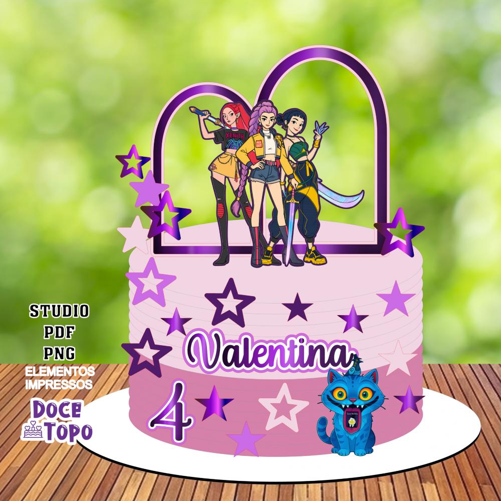 Topo de Bolo Guerreiras do K-Pop 13 Studio/PDF/PNG