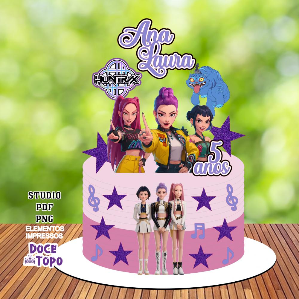 Topo de Bolo Guerreiras do K-Pop 16 Studio/PDF/PNG
