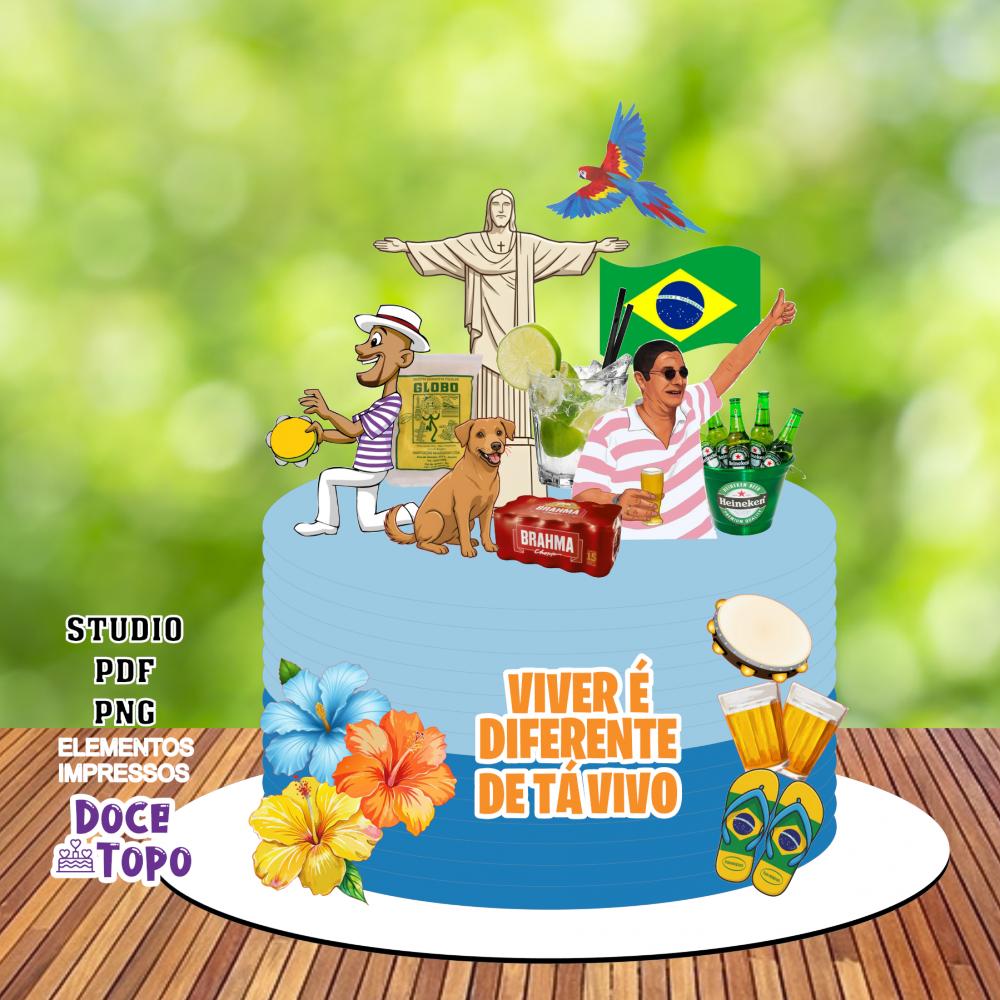 Topo de Bolo Brasilidades 02 Studio/PDF/PNG