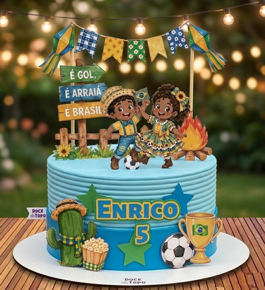Topo de Bolo Festa Junina - Copa 2026 Studio/PDF/PNG