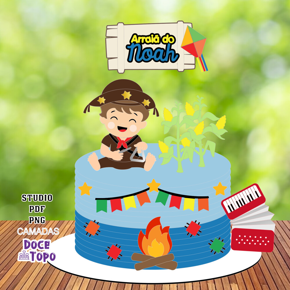 Topo de Bolo Festa Junina 70 Studio/PDF/PNG