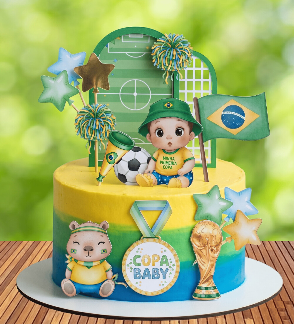 Topo de Bolo Futebol - Brasil 53 Copa Studio/PDF/PNG
