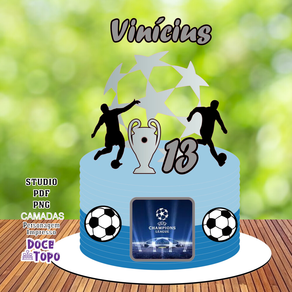 Topo de Bolo Futebol Champions Leage 01 Studio/PDF/PNG