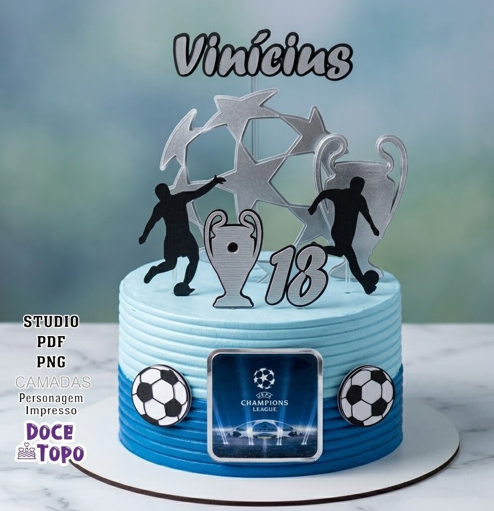 Topo de Bolo Futebol Champions Leage 01 Studio/PDF/PNG