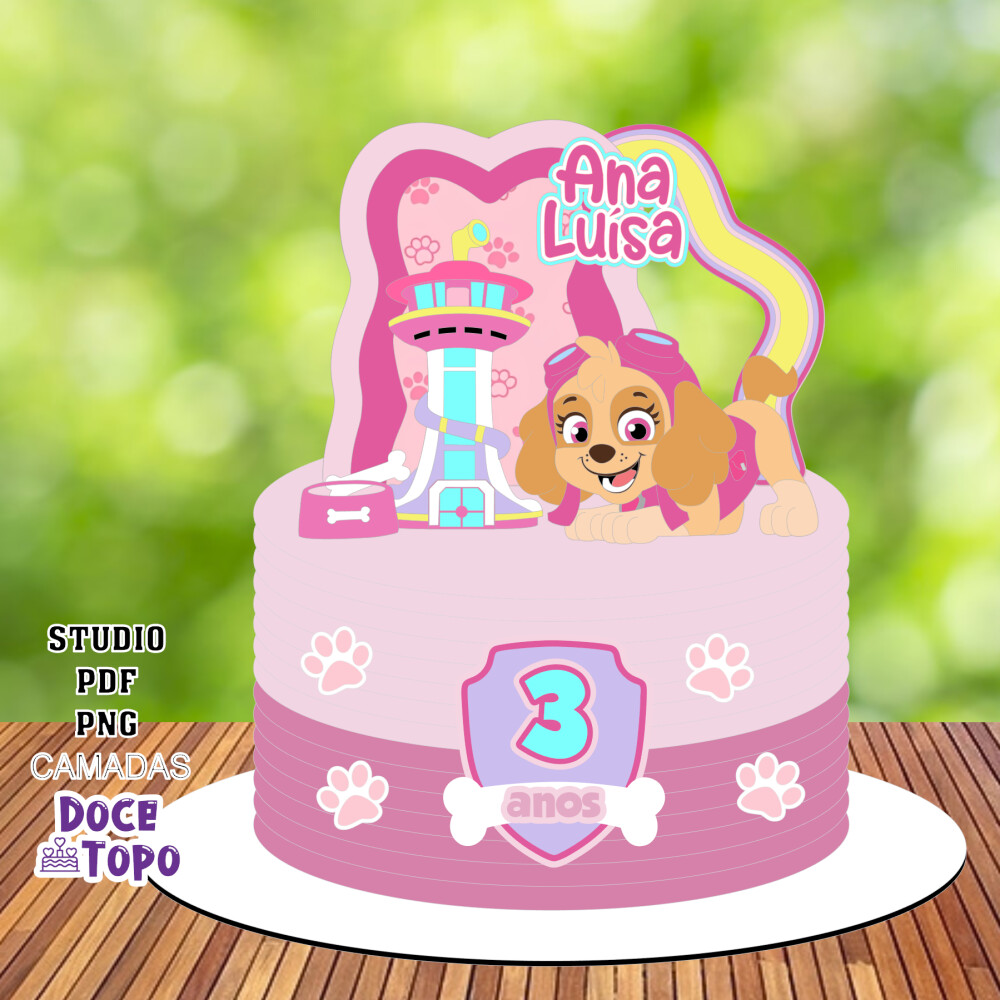 Topo de Bolo Patrulha Canina Skye 01 Studio/PDF/PNG