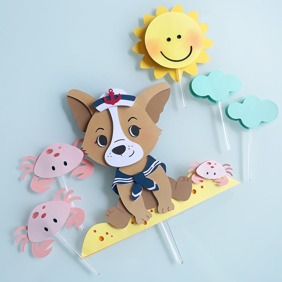 Arquivo de Corte Topo de Bolo Cachorrinhos 05 Somente Studio