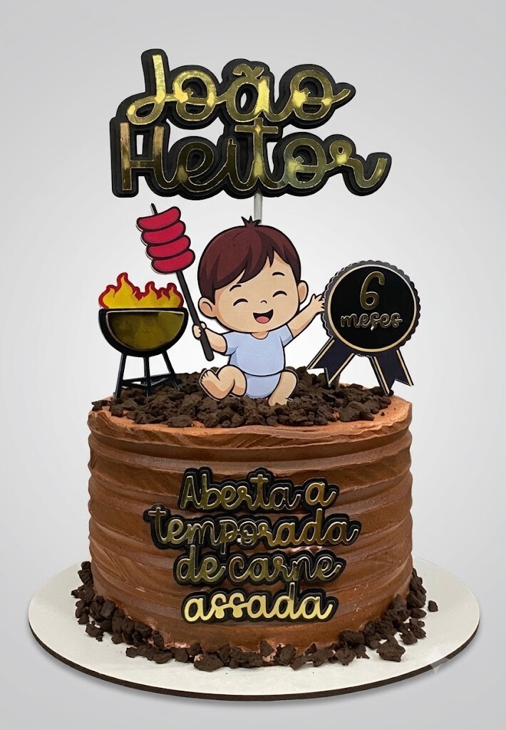 Topo de Bolo Churrasco Bebê 03 Studio/PDF/PNG