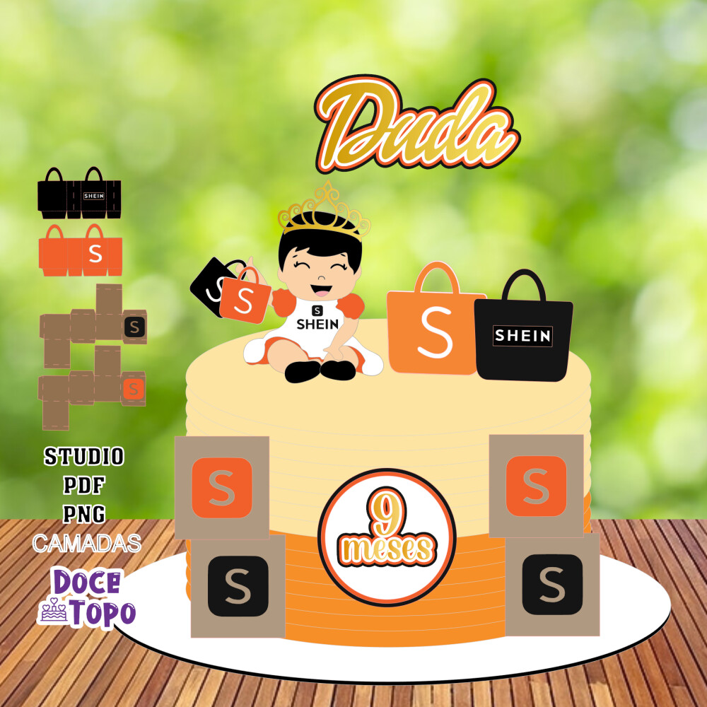 Topo de Bolo Compras Shein 04 Studio/PDF/PNG