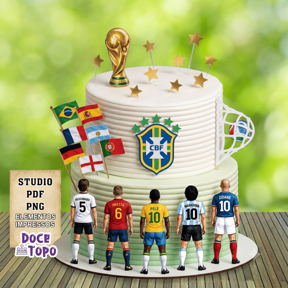 Topo de Bolo Futebol - Brasil 56 Copa Studio/PDF/PNG